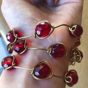 Wired Red Crystal Artsy Bracelet Set